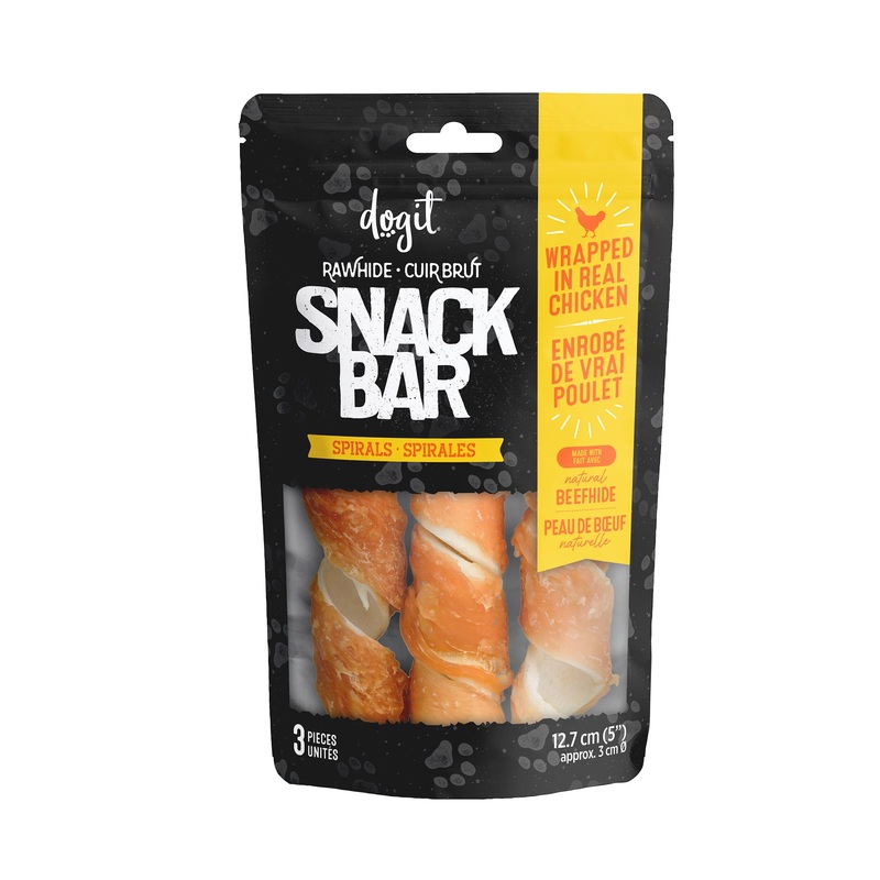 Dogit Snack Bar Chicken Wrapped Beefhide Spirals Large Dog Treats