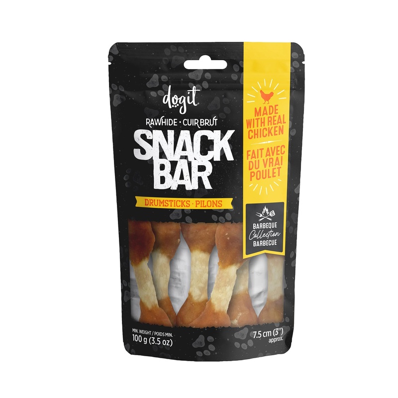 Dogit Snack Bar Dog Treats Chicken & Beefhide Drumsticks 3"