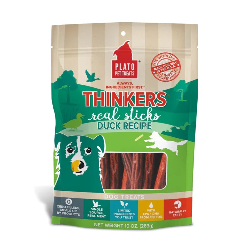 Plato Pet Treats Thinkers Duck Meat Stick Dog Treats