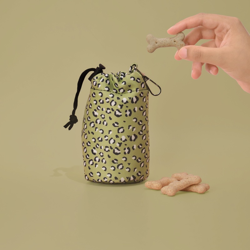 Drawstring Treat Pouch - Sage Leopard