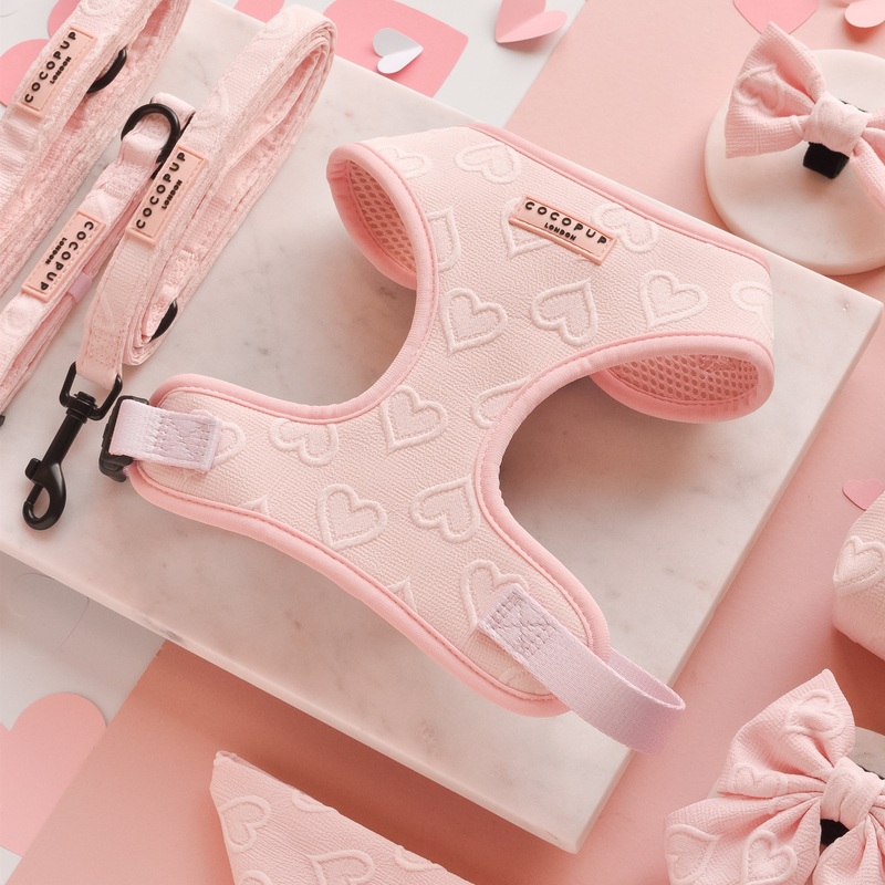 Luxe Adjustable Neck HARNESS - Baby Pink Heart