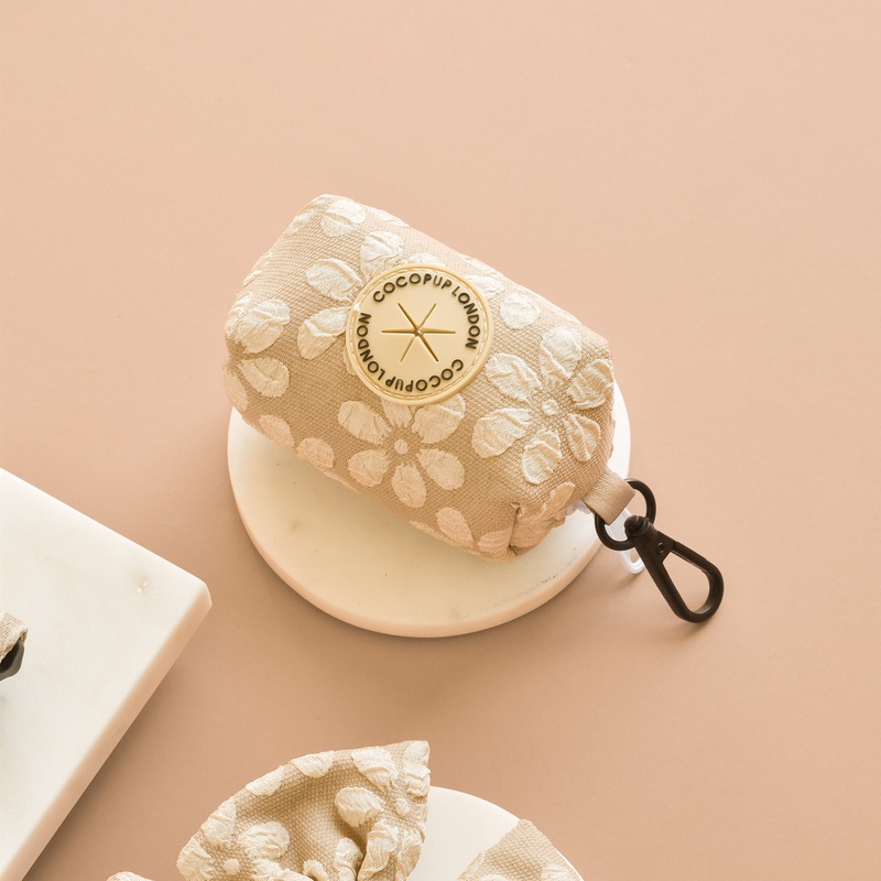 Luxe Poop Bag Holder - Mocha Flower