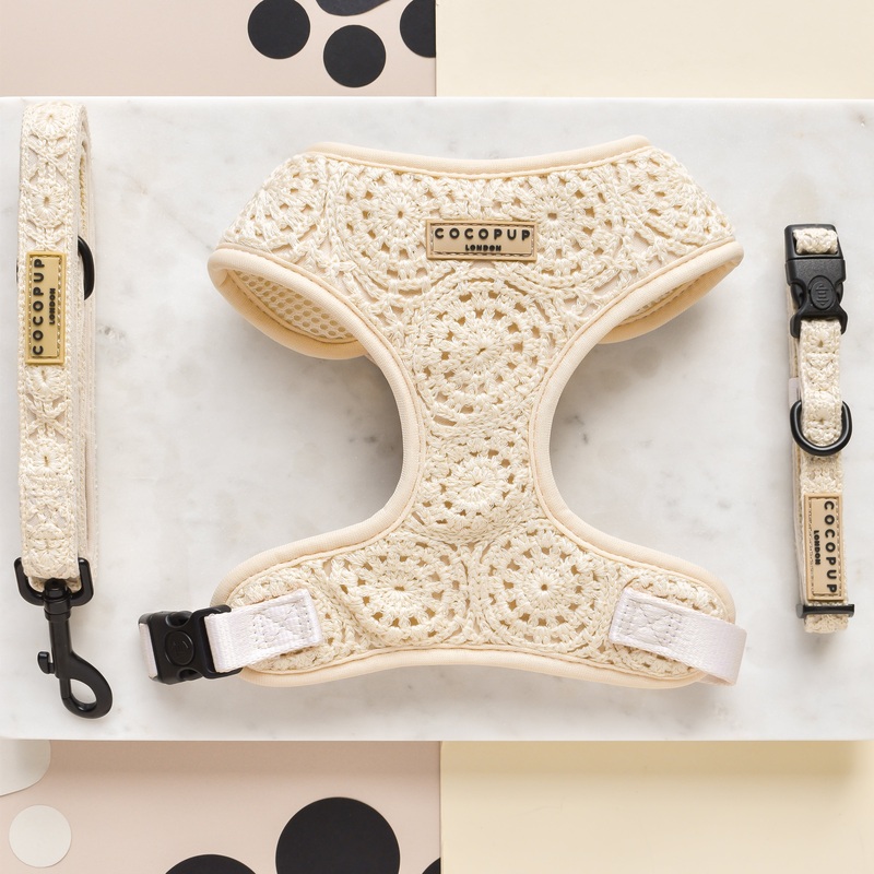 Festival Crochet Adjustable Neck Harness, Lead & Collar Bundle