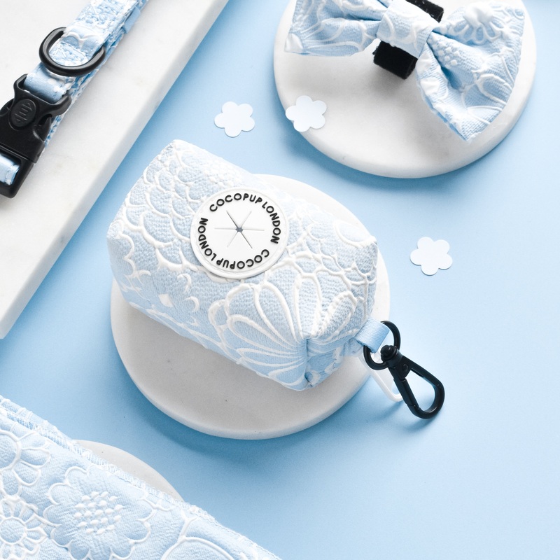 Luxe Poop Bag Holder - Baby Blue Flower