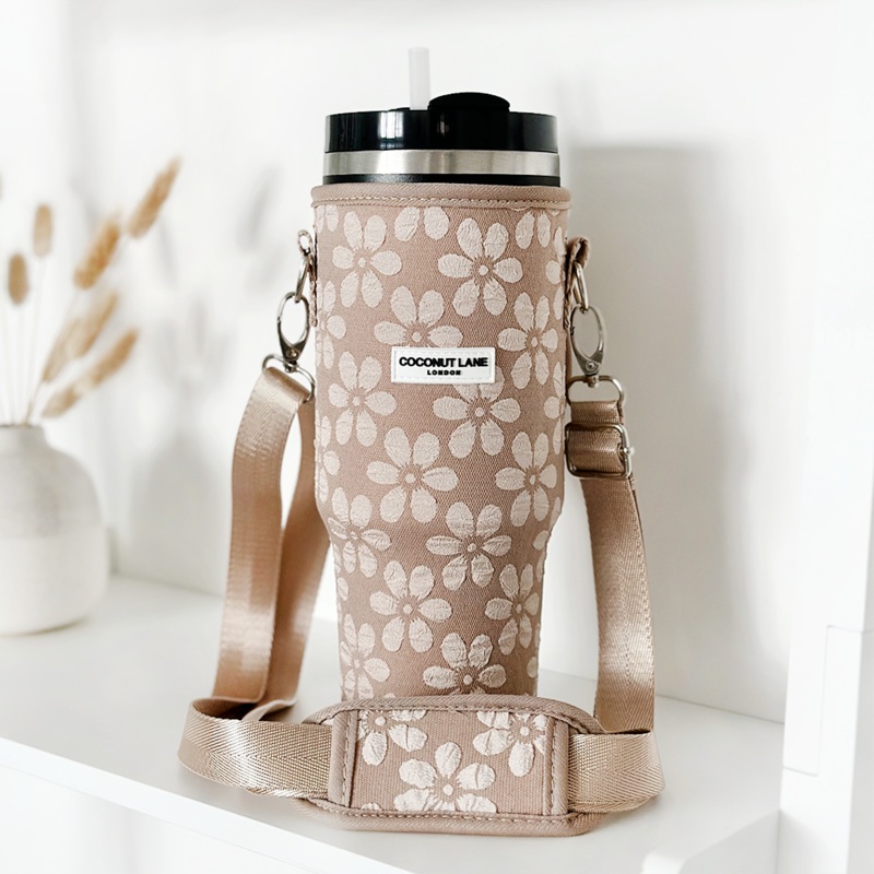 Mocha Flower Tumbler Carry Case by Coconut Lane