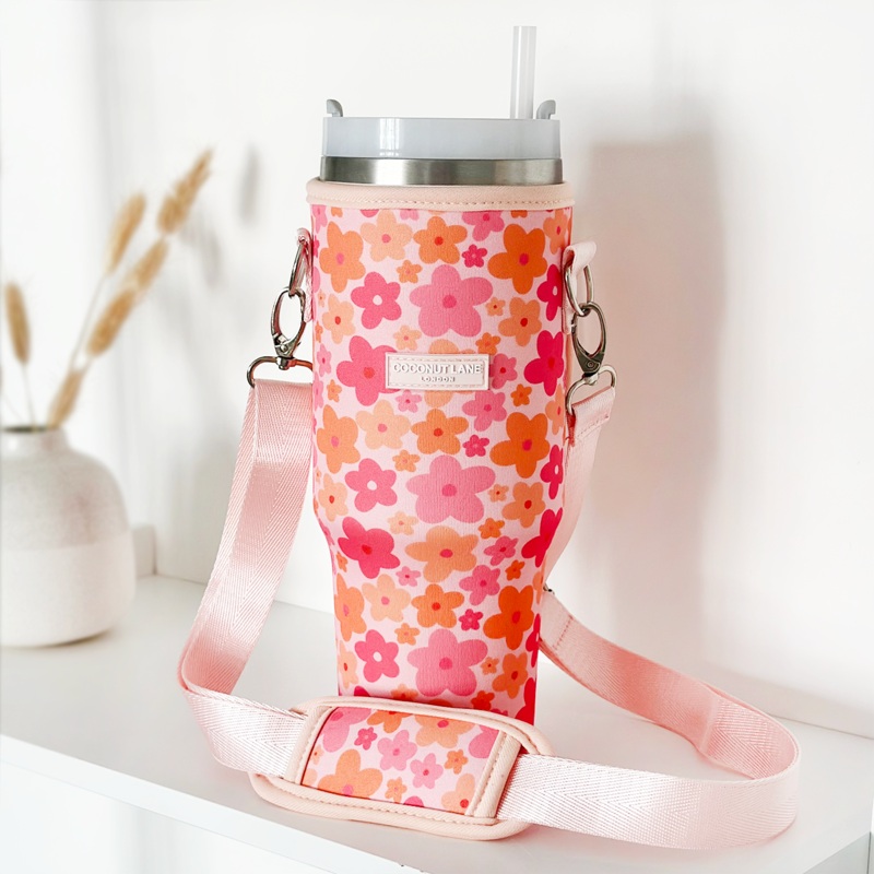 Pink & Orange Bloom Tumbler Carry Case by Coconut Lane