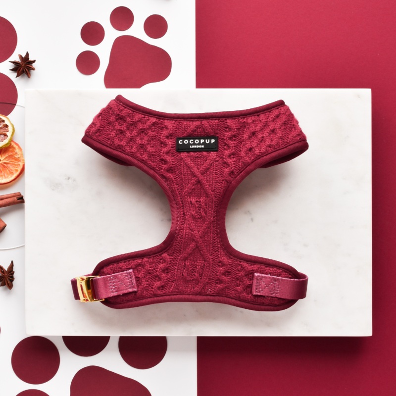 Cable Knit Jumper Adjustable Neck HARNESS - Mulled Pup Wine