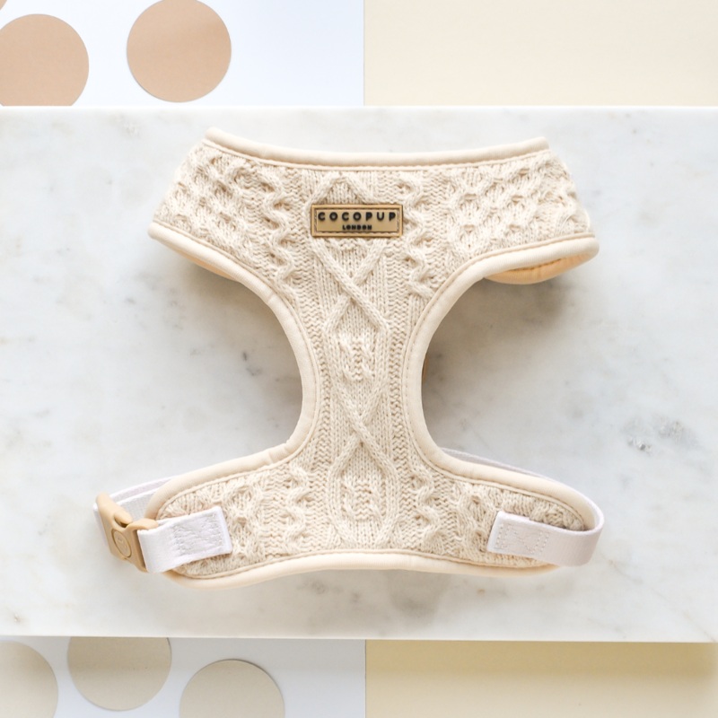 Cable Knit Jumper Adjustable Neck HARNESS - Vanilla Puppucino