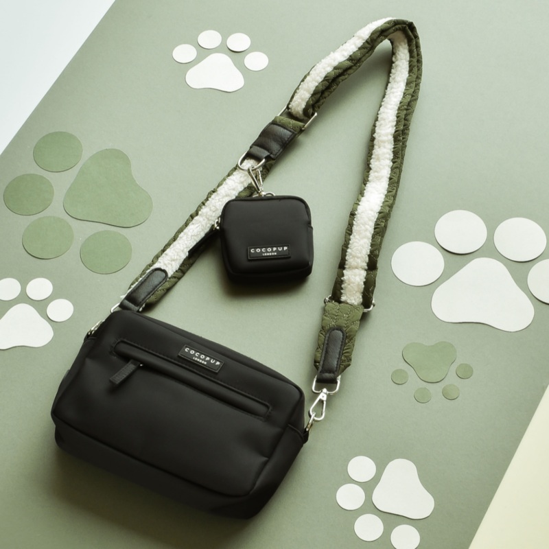 Dog Walking Black Bag Bundle - Khaki Quilted