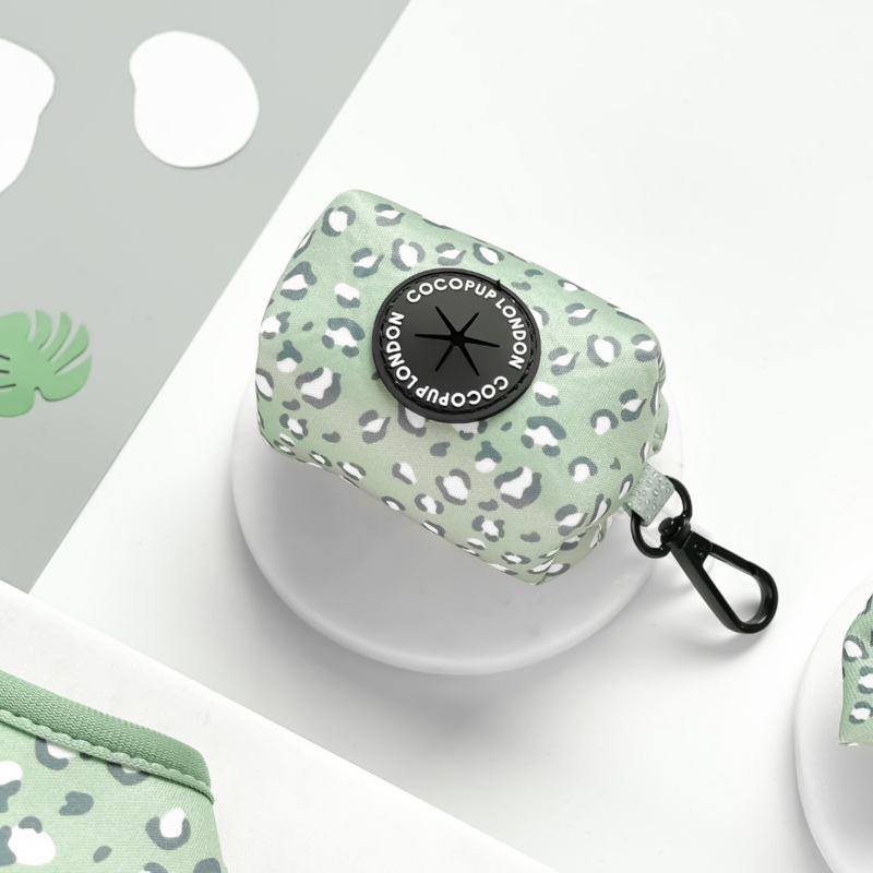 Sage Leopard Poop Bag Holder