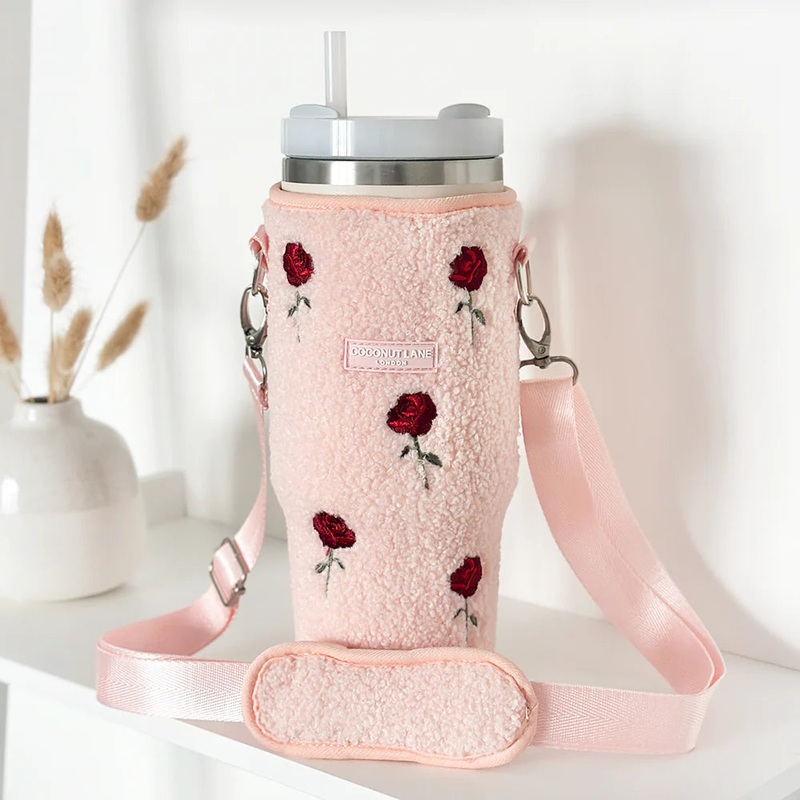 Embroidered Roses Tumbler Carry Case by Coconut Lane