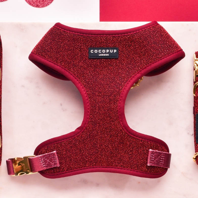 Limited Edition Burgundy Sparkle Pup Adjustable Neck HARNESS