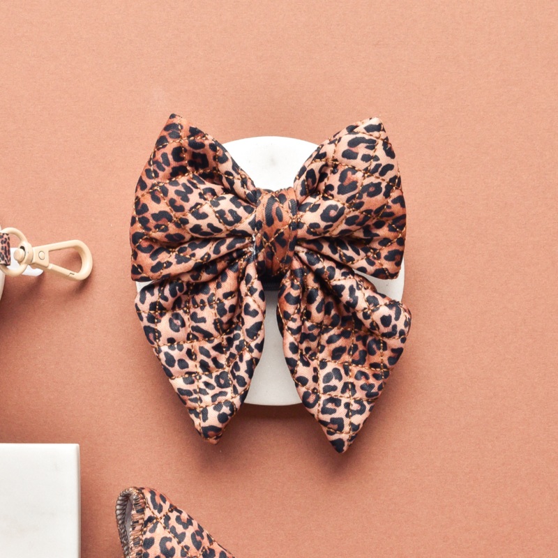 Quilted Leopard Pup Sailor Bow Tie