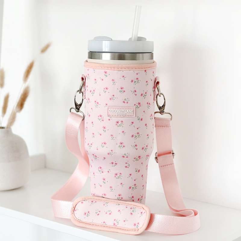 Ditsy Floral Pink Tumbler Carry Case by Coconut Lane
