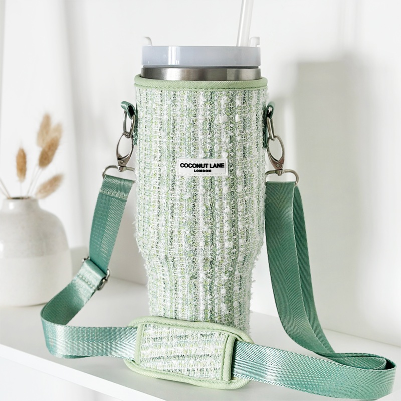 Matcha Textured Tweed Tumbler Carry Case by Coconut Lane