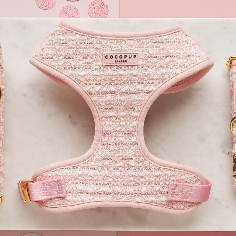 Pink Textured Tweed Adjustable Neck HARNESS