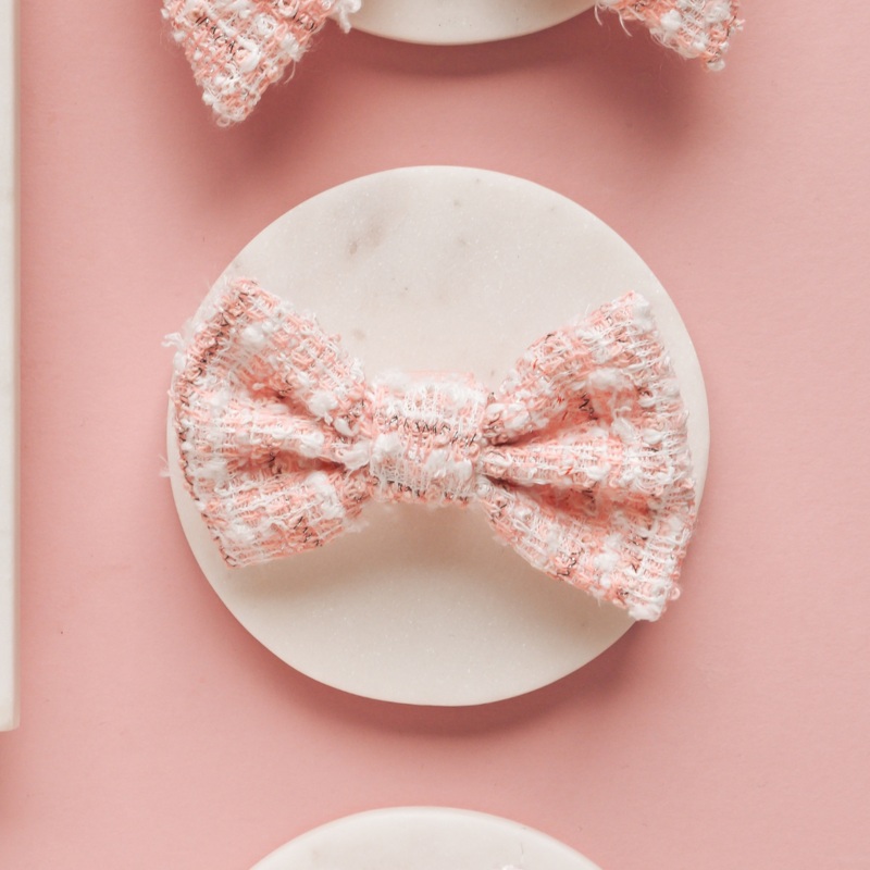 Pink Textured Tweed Bow Tie