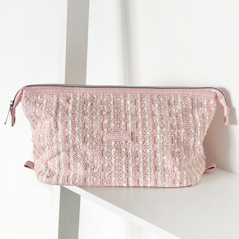 Pink Textured Tweed Magic Lifestyle Pouch - By Coconut Lane