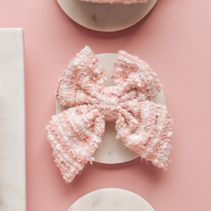 Pink Textured Tweed Sailor Bow Tie