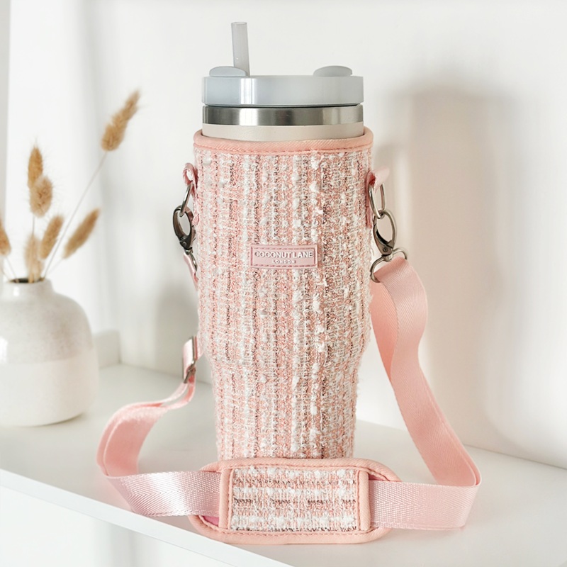 Pink Textured Tweed Tumbler Carry Case by Coconut Lane