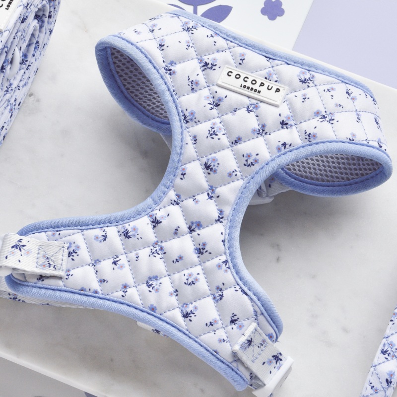 Quilted Ditsy Floral Periwinkle Adjustable Neck HARNESS