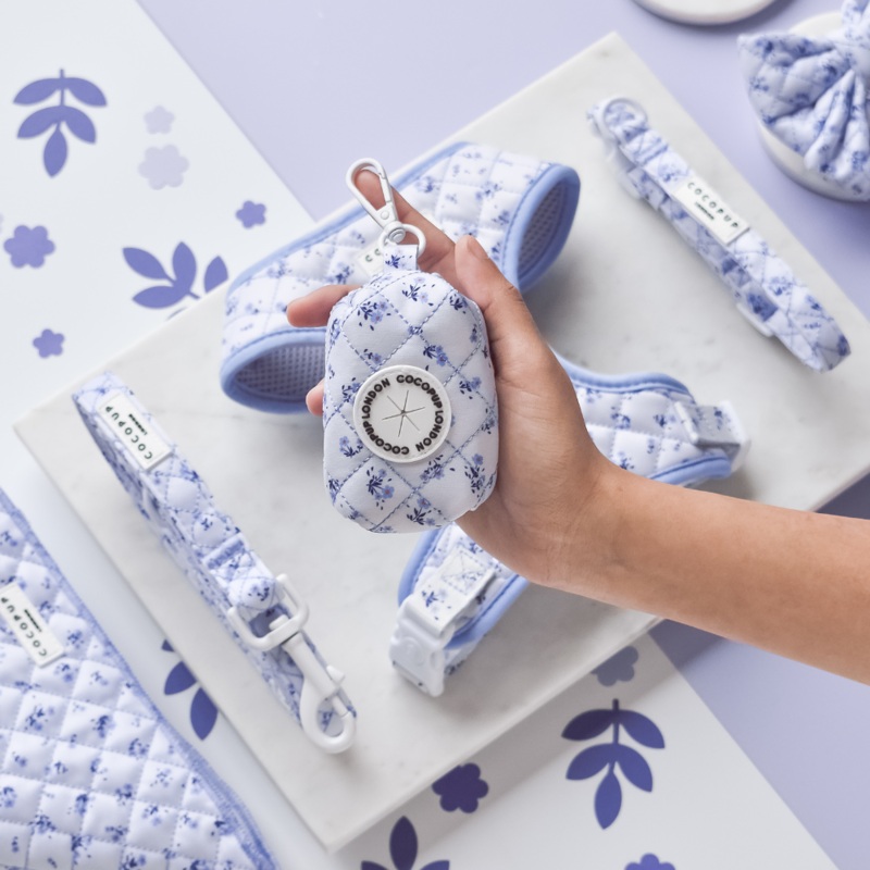 Quilted Ditsy Floral Periwinkle Poop Bag Holder