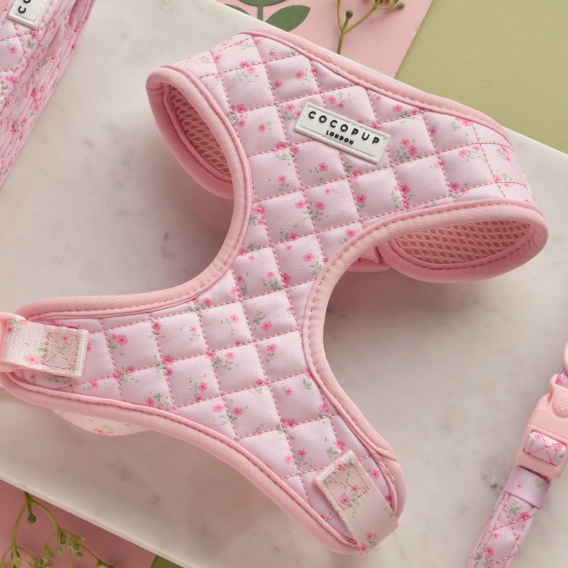 Quilted Ditsy Floral Pink Adjustable Neck HARNESS