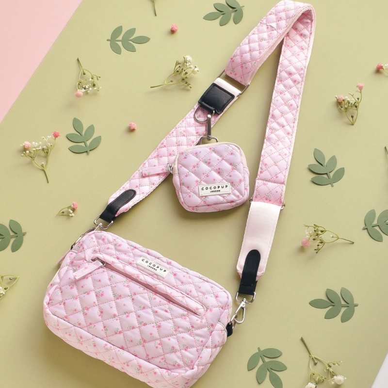 Quilted Ditsy Floral Pink Dog Walking Bag Bundle - Quilted Ditsy Floral Pink