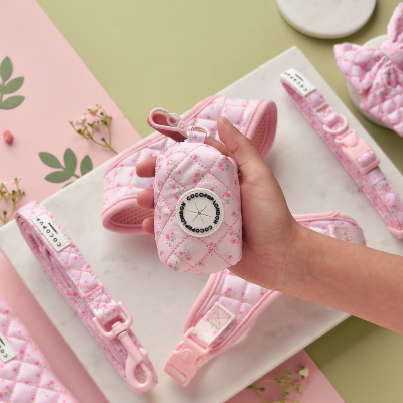 Quilted Ditsy Floral Pink Poop Bag Holder
