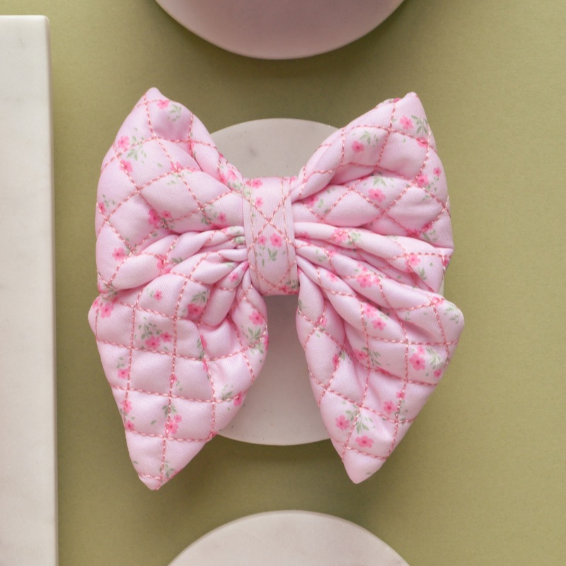 Quilted Ditsy Floral Pink Sailor Bow Tie