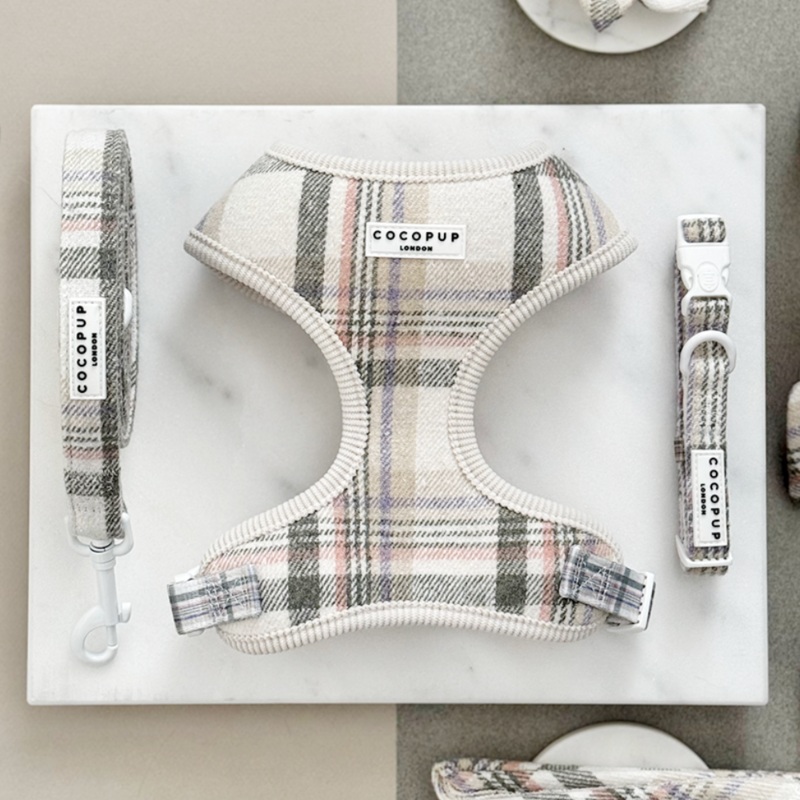 Spring Plaid Adjustable Neck Harness, Lead & Collar Bundle