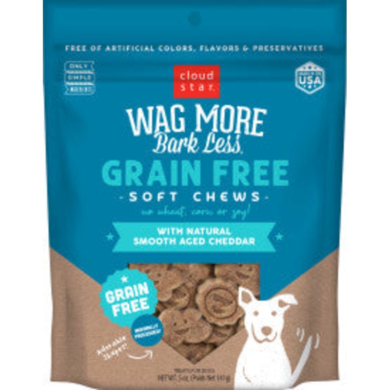 Cloud Star Wag More Bark Less Soft Chews Grain Free Dog Treats, Cheddar Cheese, 5 oz. Pouch