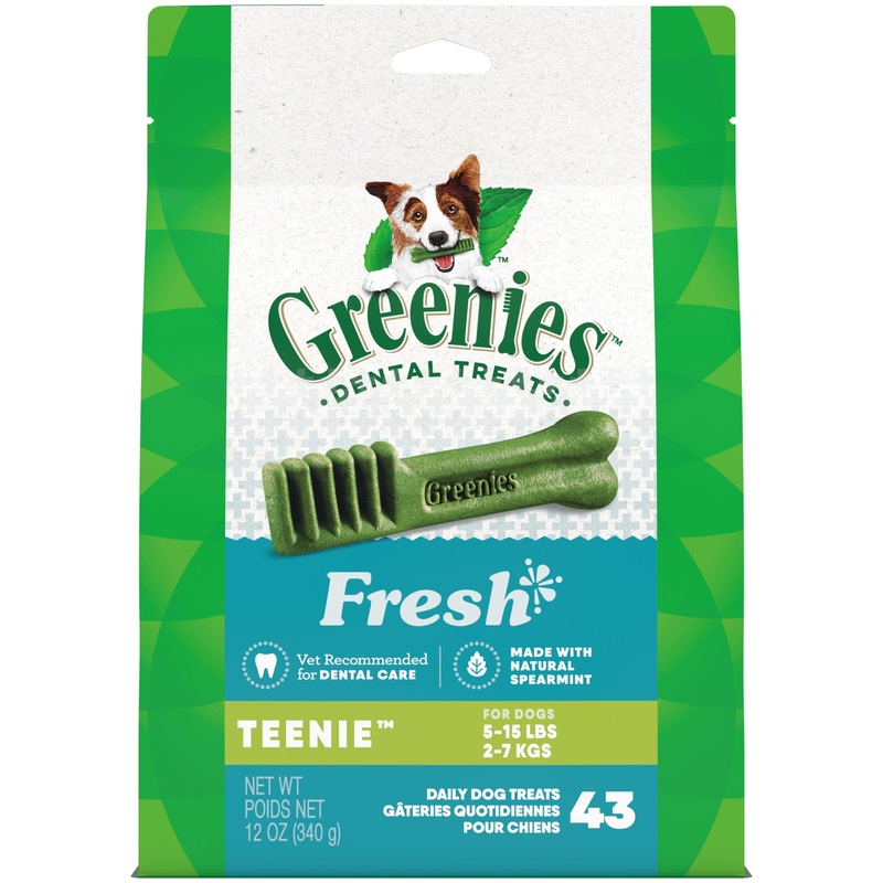 GREENIES TEENIE Natural Dog Dental Care Chews Oral Health Dog Treats Fresh Flavor  12 oz. Pack (43 Treats)