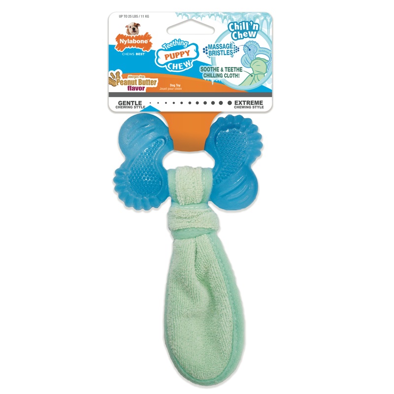 Nylabone Puppy Chew Freezer Dog Toy Peanut Butter Chill & Chew Bone Small/Regular