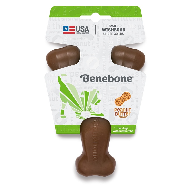 Benebone Real Peanut Durable Wishbone Dog Chew Toy  Small