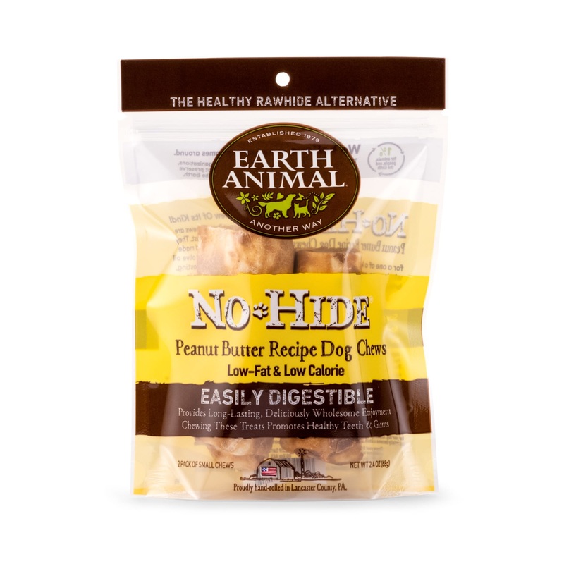 Earth Animal No-Hide Wholesome Chews Peanut Butter Small Natural Rawhide Alternative for Dog, 2.4 oz., Count of 2