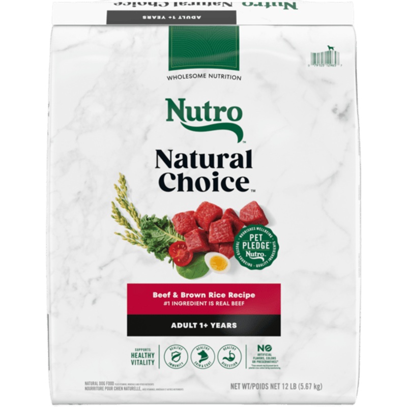 Nutro Natural Choice Dry Dog Food Adult Beef & Brown Rice Recipe 12lb bag