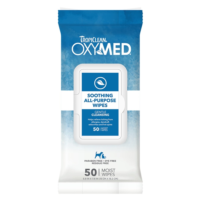 TropiClean OxyMed Soothing Relief Wipes for Pets, 50ct