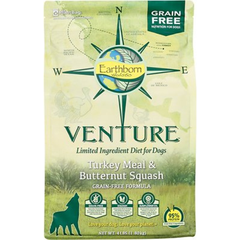 Earthborn Holistic Venture Grain-Free Limited Ingredients Turkey & Butternut Squash Dry Dog Food  4 lb