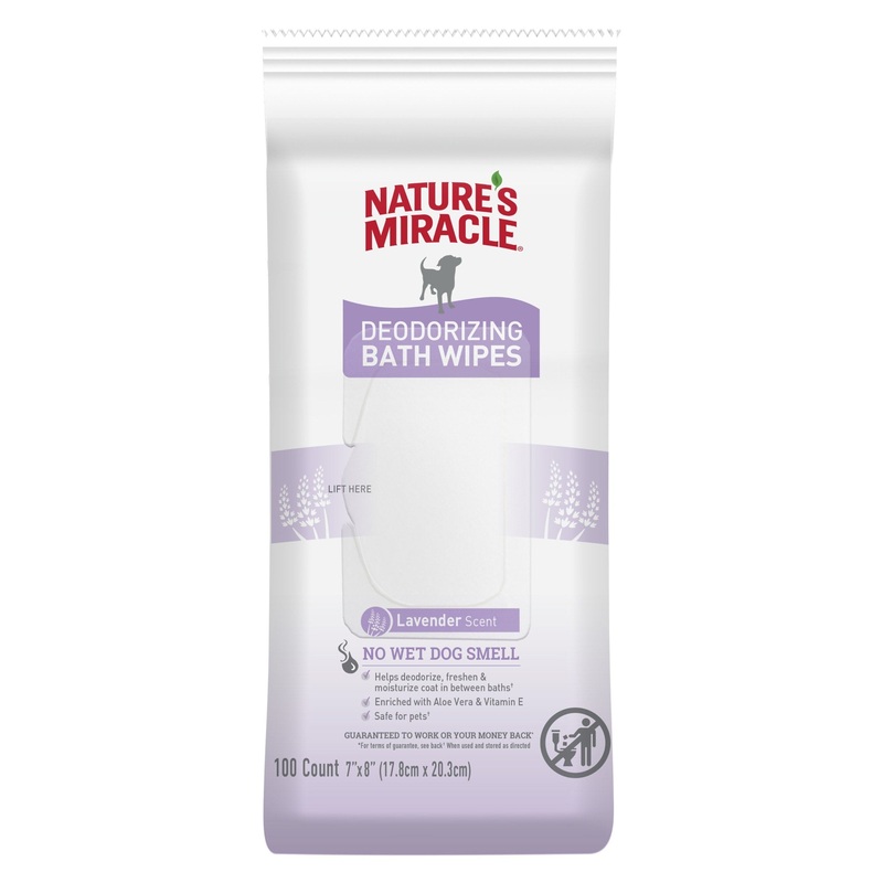 Nature's Miracle Deodorizing Lavender Scent Bath Wipes for Dogs, Count of 100