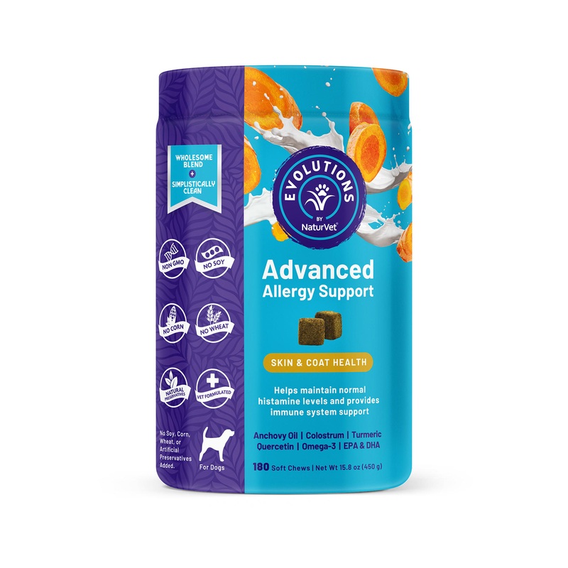 NaturVet Evolutions Advanced Allergy Support Soft Chews for Dogs, Count of 180