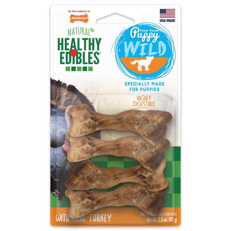 Nylabone Healthy Edibles WILD Puppy Natural Long Lasting Turkey Dog Chew Treats Small/Regular