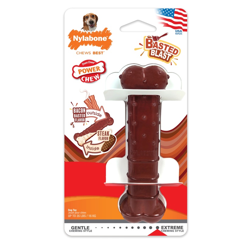 Nylabone Power Chew Basted Blast Dual Flavored Dog Chew Toys Medium/Wolf