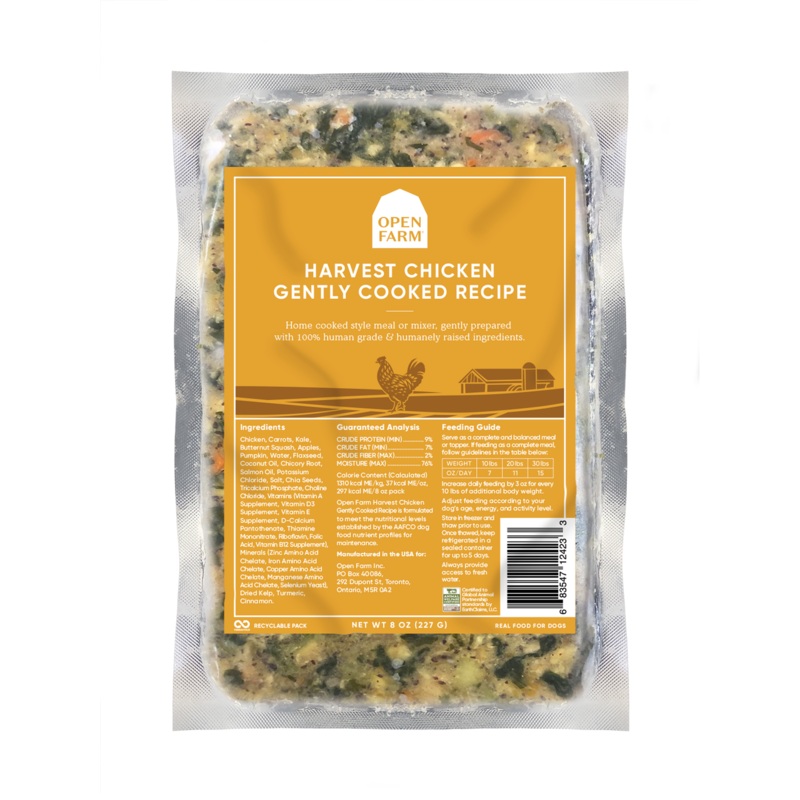 Open Farm Frozen Gently Cooked Dog Food Chicken Recipe 8oz