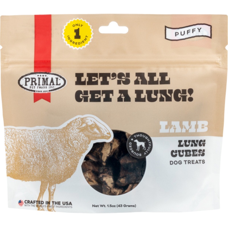 Primal Dog Treats Let's All Get A Lung Lamb 1.5 oz