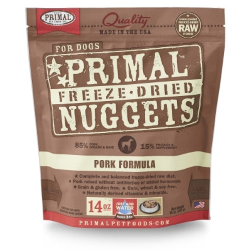Primal Pet Foods Nuggets Grain-Free Pork Formula Freeze Dried Dog Food, 14 oz