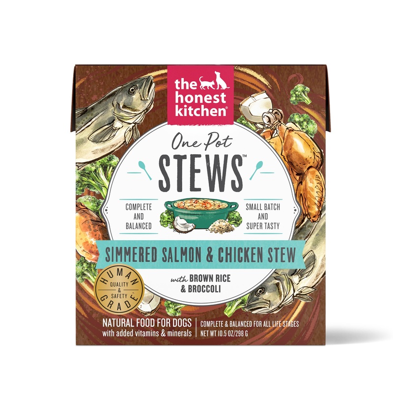 The Honest Kitchen One Pot Stews: Simmered Salmon & Chicken Stew with Brown Rice & Broccoli Wet Dog Food 10.5oz