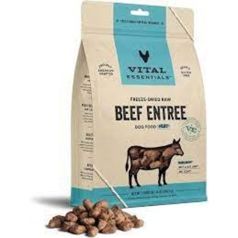 Vital Essentials Beef Nibblets Grain-Free Freeze-Dried Dog Food 14oz