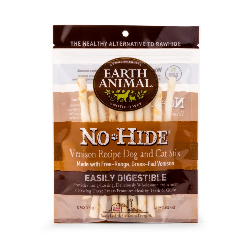 Earth Animal No Hide Venison Chews Dog Treats  10 Pack Stix