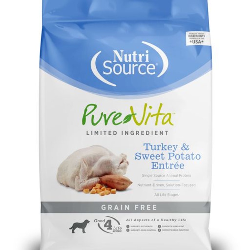Pure Vita Grain-Free Turkey & Sweet Potato Entree Dry Dog Food 12Lb